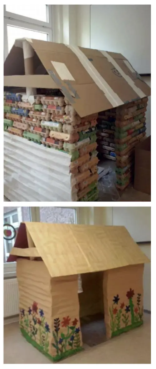 Spielhaus aus Pappe bauen - Anleitung für ein Papphaus 